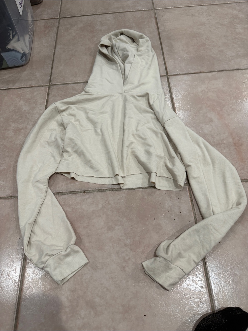 Talentless size S/M Cropped Hooded Long-Sleeve Top in Off-White @@@@